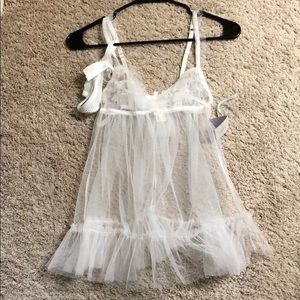 Lacy Lingerie Victoria Secret White with Thong NWT